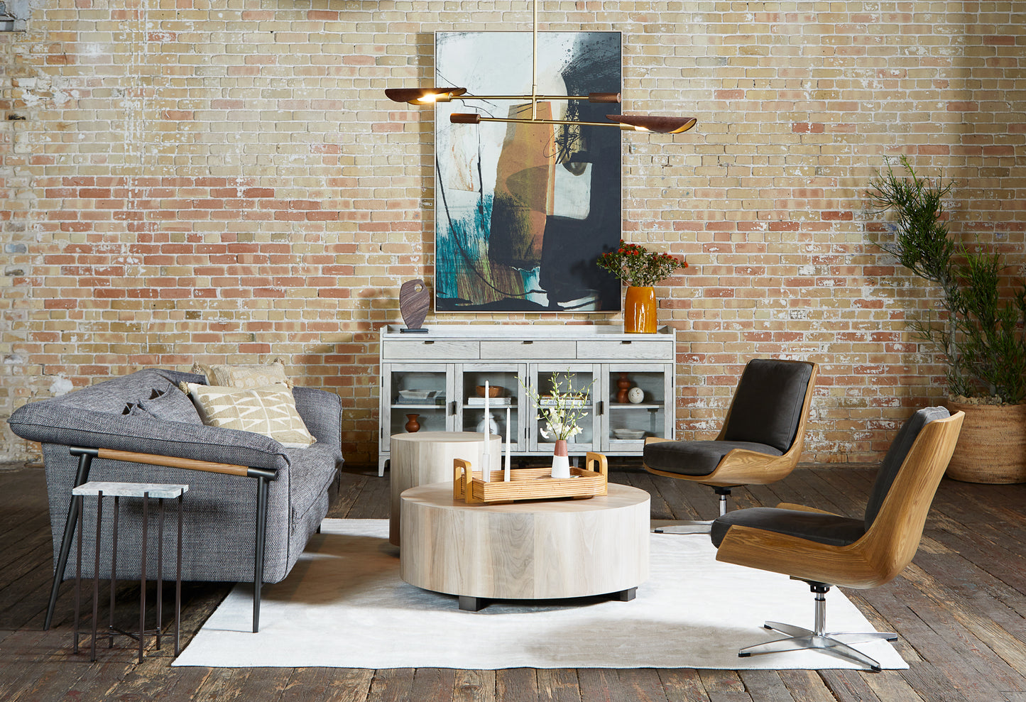 Hudson Round End Table-Ashen Walnut