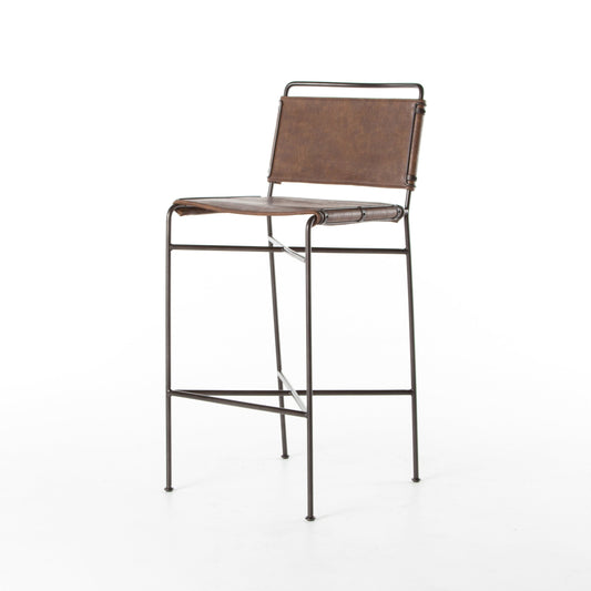 Wharton Bar Stool-Distressed Brown