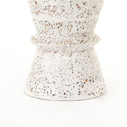 Lina End Table-White Terrazzo